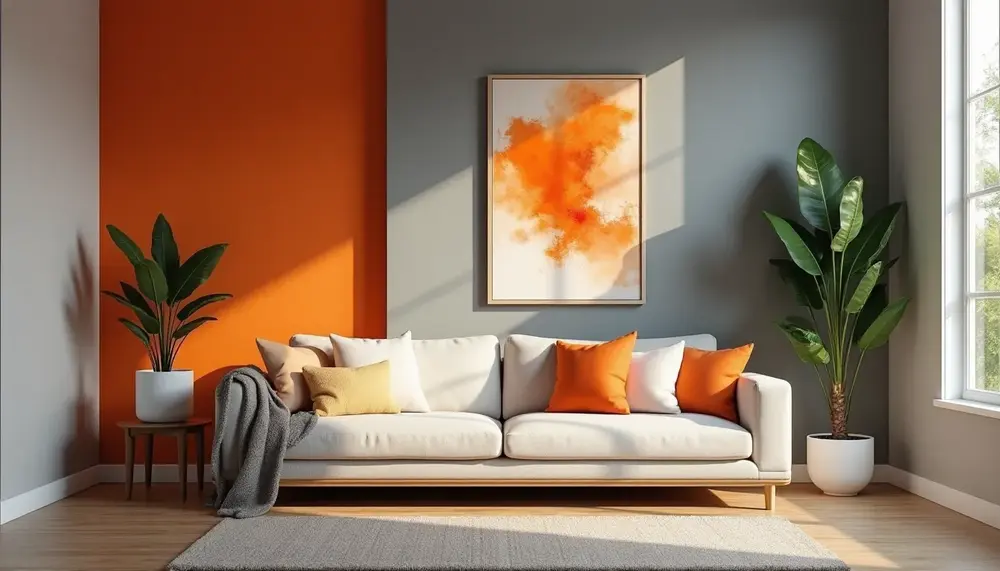Moderne Wandgestaltung in Orange und Grau: Tipps und Ideen