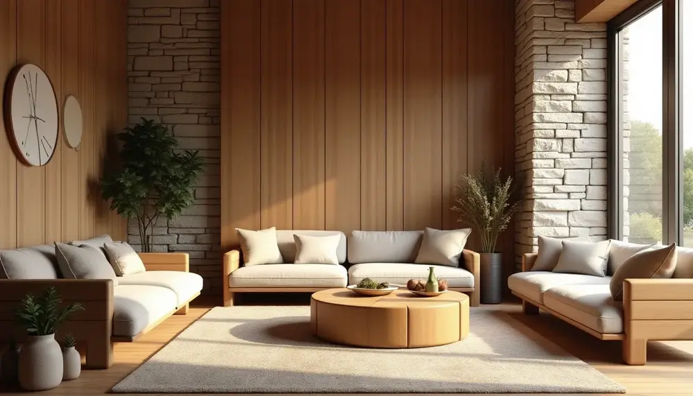 Wandgestaltung mit Holz und Stein: So schaffen Sie eine natürliche Atmosphäre